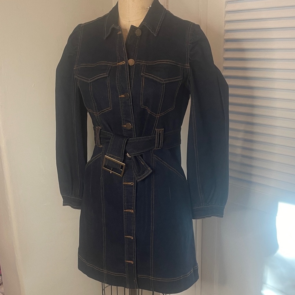 Habitual Dark Denim Belted Dress Sz M